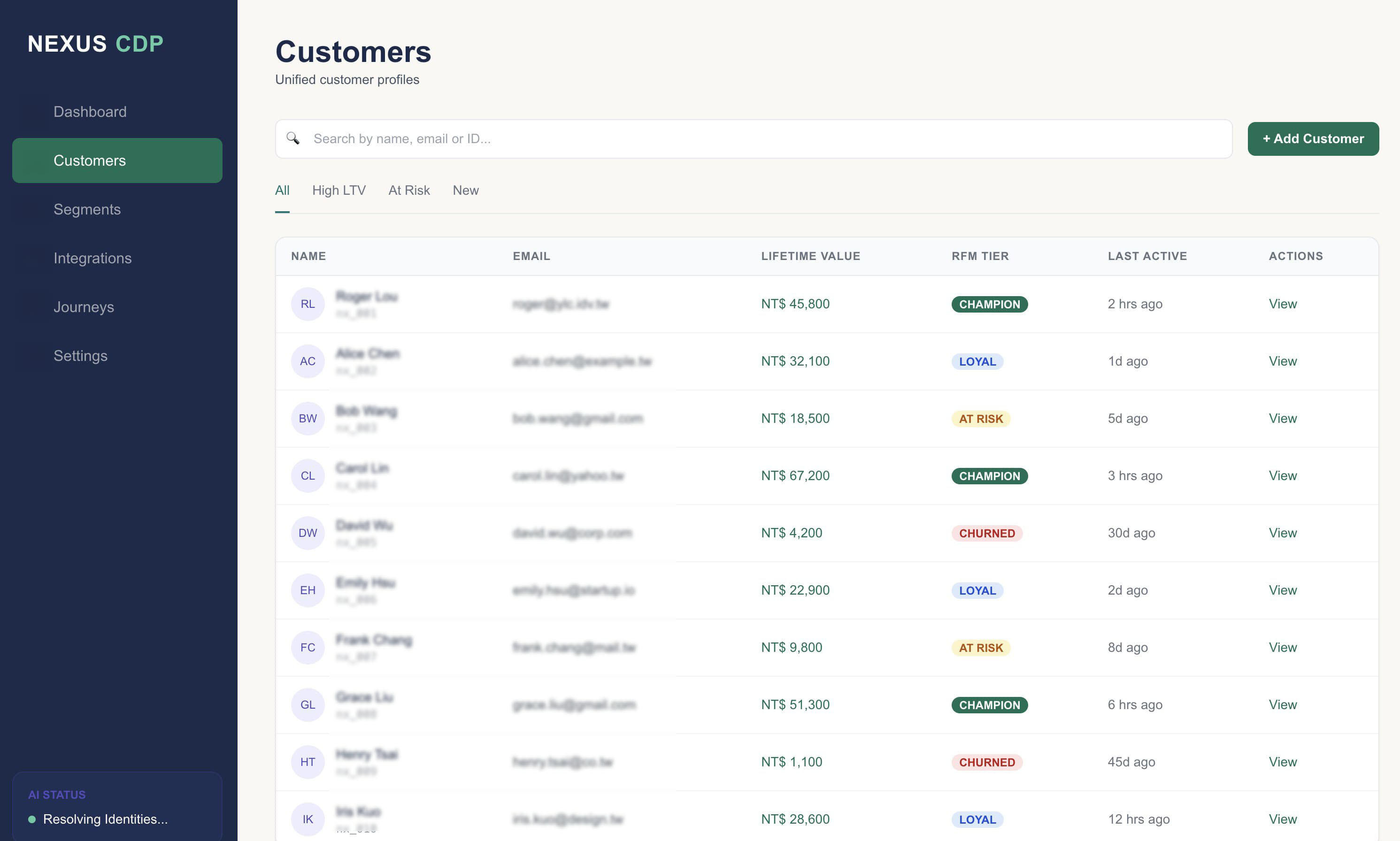Nexus CDP 客戶列表